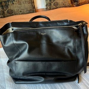 Mina Baie black leather diaper bag/back pack Full size GENUINE LEATHER